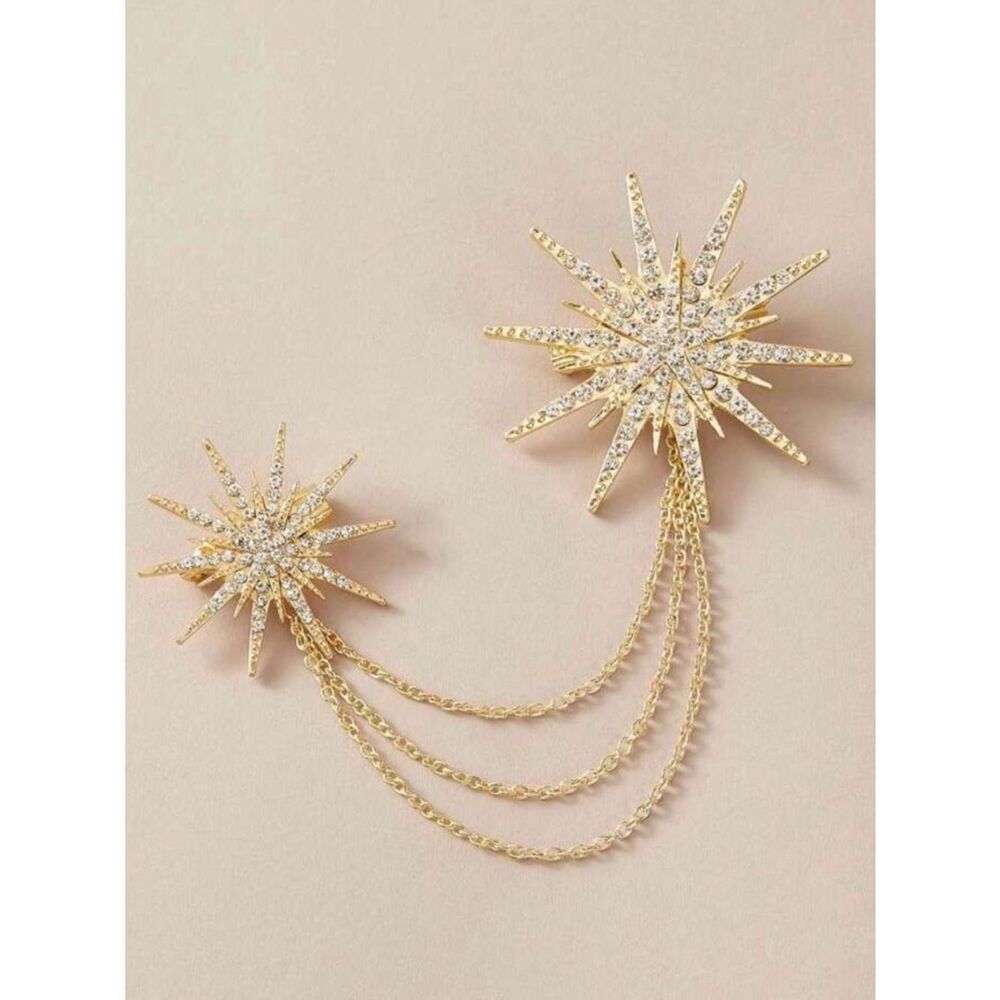 Gold Starburst Chain Brooch M754